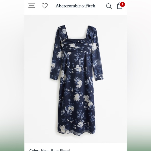 Abercrombie Emerson Chiffon Long Sleeve MIDI dress - Picture 1 of 1